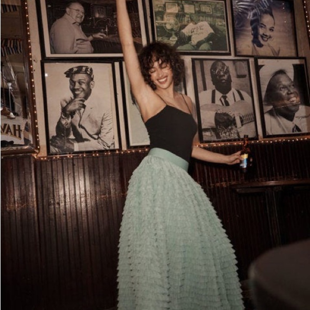 Boden Rachael Layered Tulle Skirt in Soft Green - Picture 5 of 6